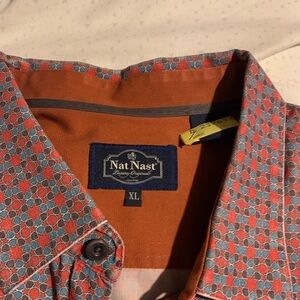 Nat Nast Silk Red and Blue Dress Shirt